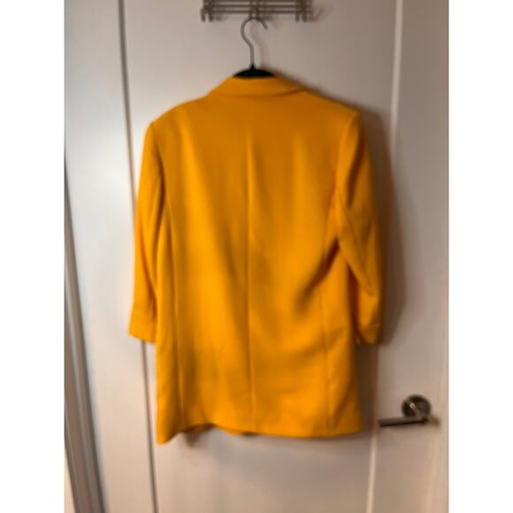 Zara Basic Yellow Oversized Open Front Career Wear Pearl Details Blazer Size S - Picture 3 of 9